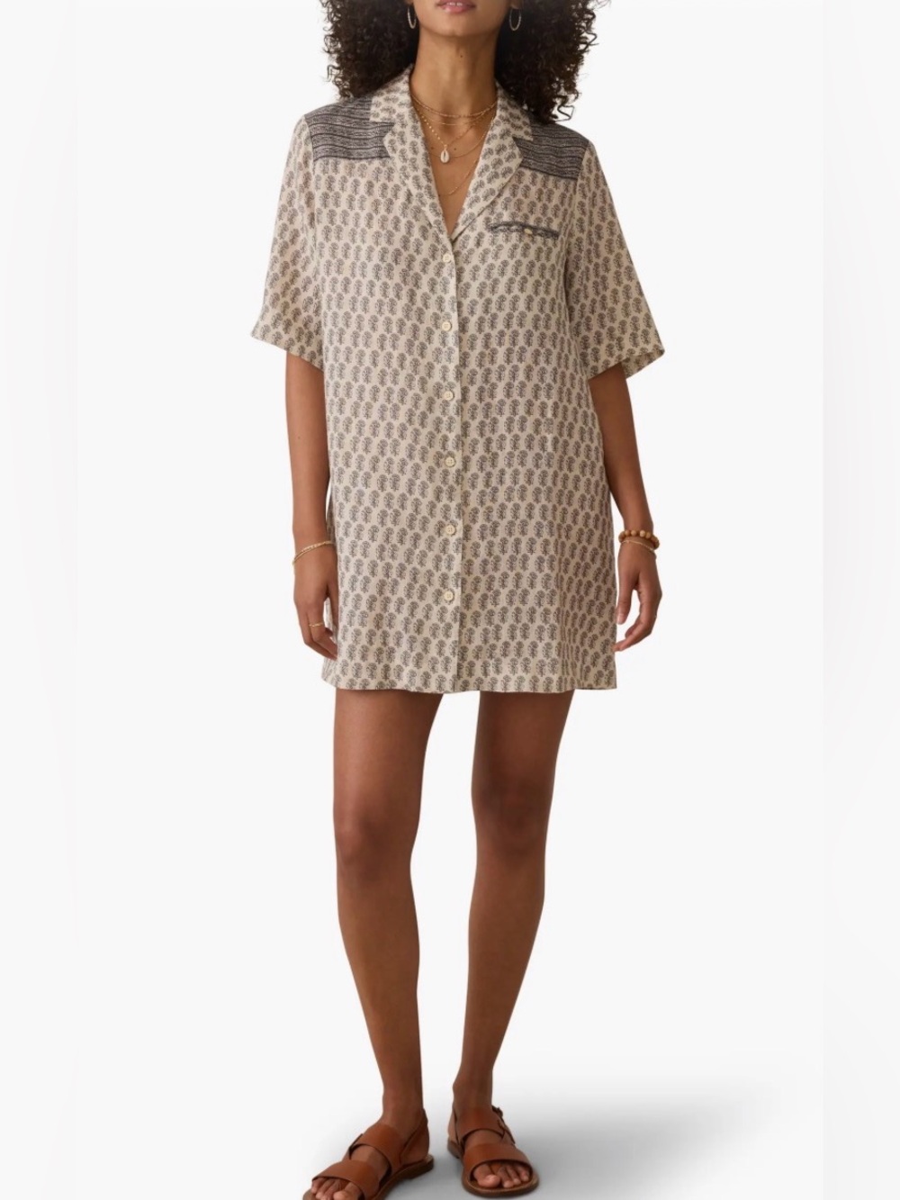 Faherty Paradise Point 100% Linen mini Dress Beach Resort  wear vacation boho
